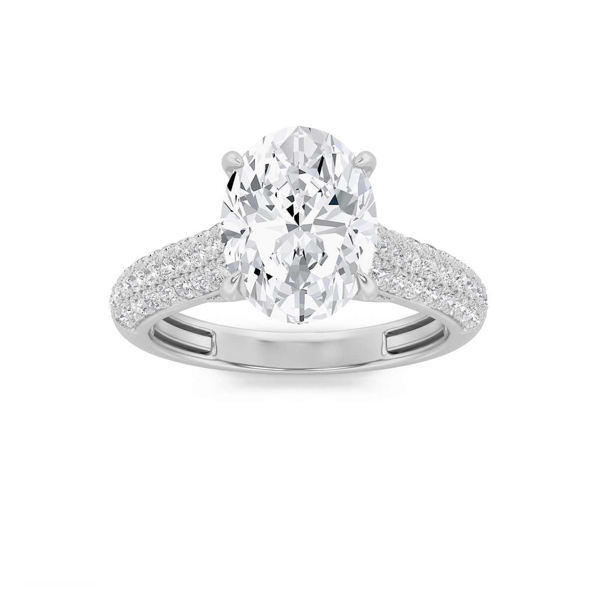 2.5CTW Oval Lab-Grown Diamond Prong Hidden Halo Accented Engagement Ring 71 Stones