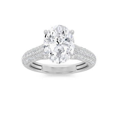 2.5CTW Oval Lab-Grown Diamond Prong Hidden Halo Accented Engagement Ring 71 Stones