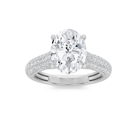 2.5CTW Oval Lab-Grown Diamond Prong Hidden Halo Accented Engagement Ring 71 Stones