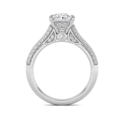 2.5CTW Oval Lab-Grown Diamond Prong Hidden Halo Accented Engagement Ring 71 Stones