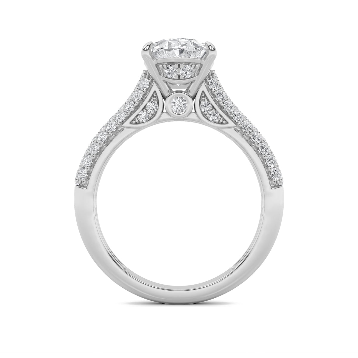 2.5CTW Oval Lab-Grown Diamond Prong Hidden Halo Accented Engagement Ring 71 Stones