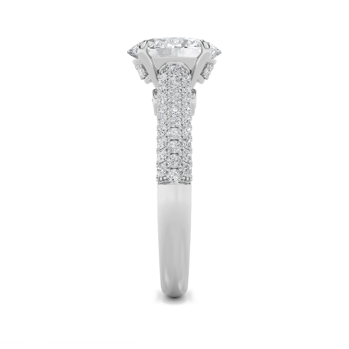 2.5CTW Oval Lab-Grown Diamond Prong Hidden Halo Accented Engagement Ring 71 Stones