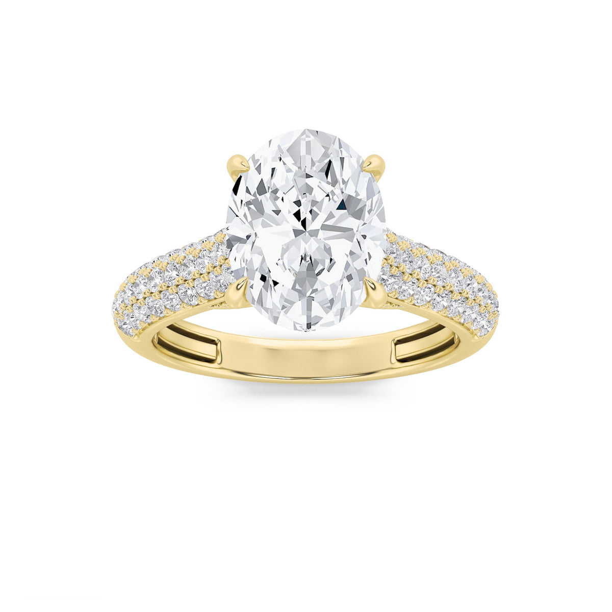 2.5CTW Oval Lab-Grown Diamond Prong Hidden Halo Accented Engagement Ring 71 Stones