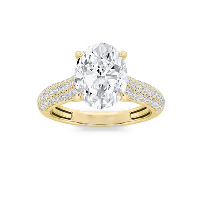 2.5CTW Oval Lab-Grown Diamond Prong Hidden Halo Accented Engagement Ring 71 Stones