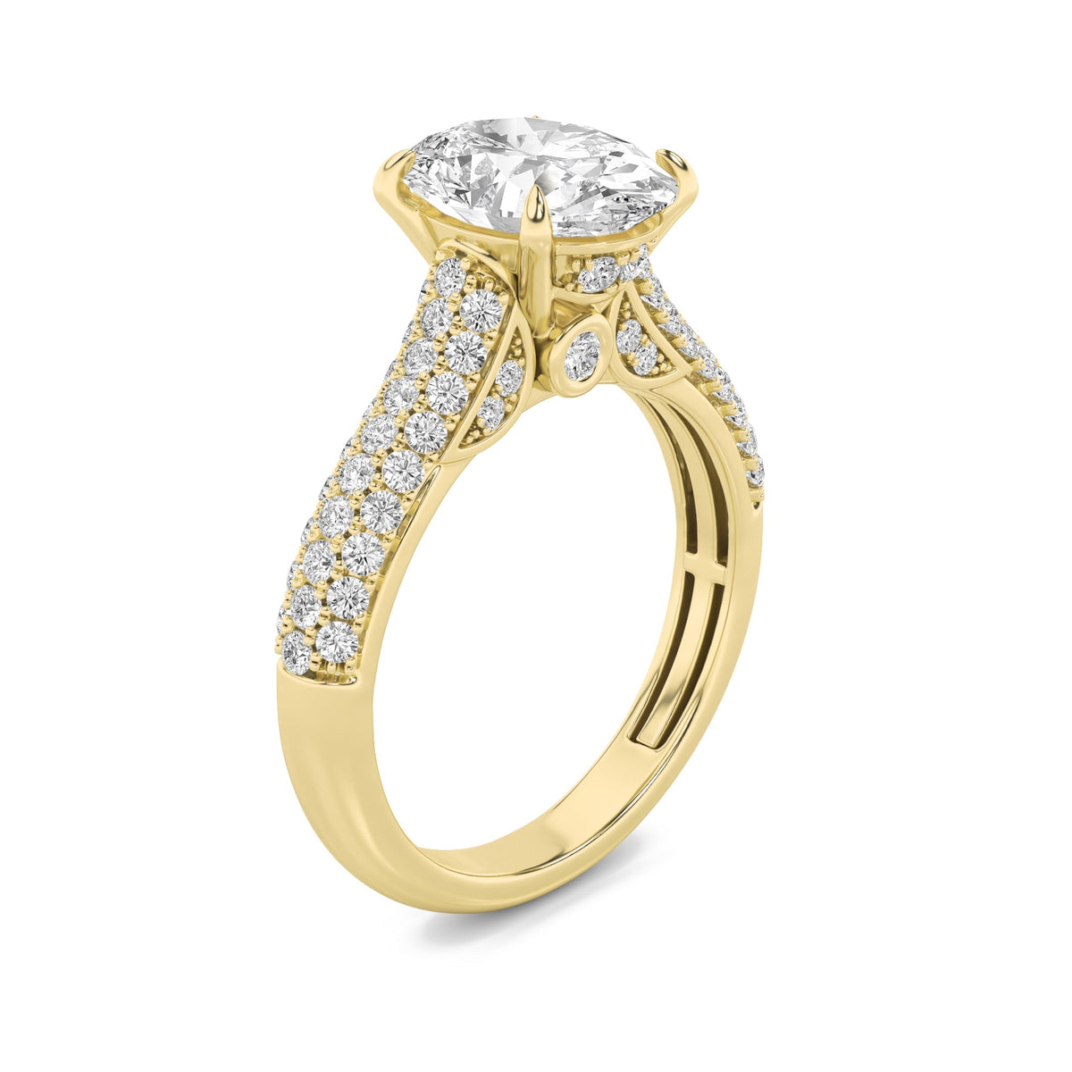2.5CTW Oval Lab-Grown Diamond Prong Hidden Halo Accented Engagement Ring 71 Stones
