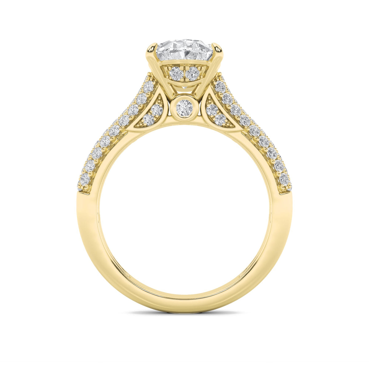 2.5CTW Oval Lab-Grown Diamond Prong Hidden Halo Accented Engagement Ring 71 Stones