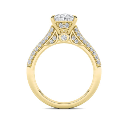 2.5CTW Oval Lab-Grown Diamond Prong Hidden Halo Accented Engagement Ring 71 Stones