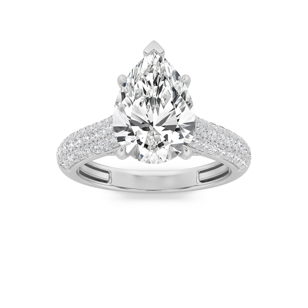 2.5CTW Pear Lab-Grown Diamond Prong Hidden Halo Accented Engagement Ring 71 Stones