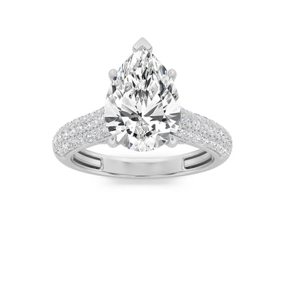 2.5CTW Pear Lab-Grown Diamond Prong Hidden Halo Accented Engagement Ring 71 Stones