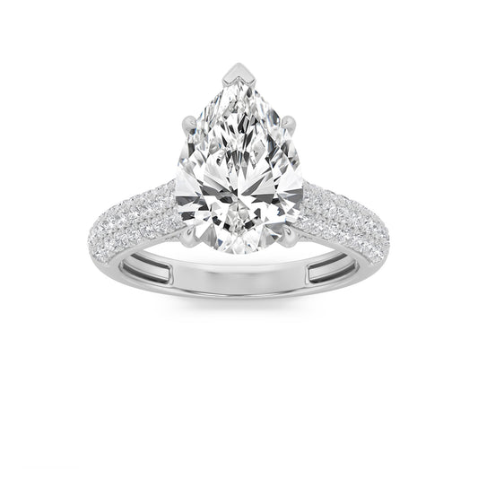 2.5CTW Pear Lab-Grown Diamond Prong Hidden Halo Accented Engagement Ring 71 Stones