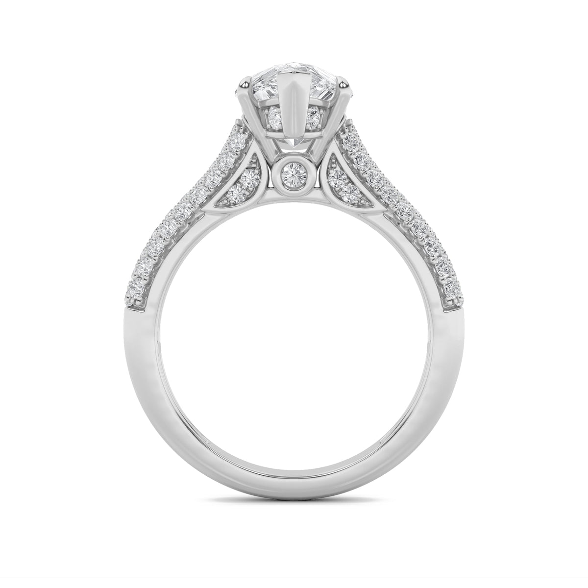 2.5CTW Pear Lab-Grown Diamond Prong Hidden Halo Accented Engagement Ring 71 Stones
