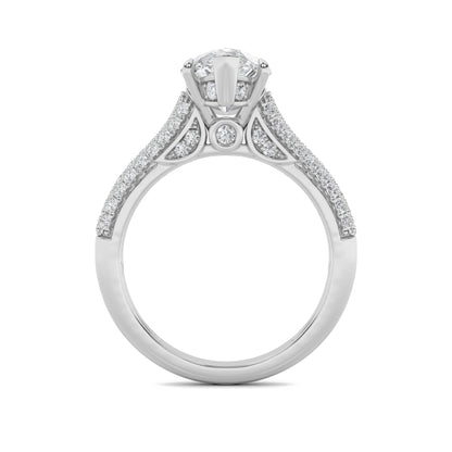 2.5CTW Pear Lab-Grown Diamond Prong Hidden Halo Accented Engagement Ring 71 Stones