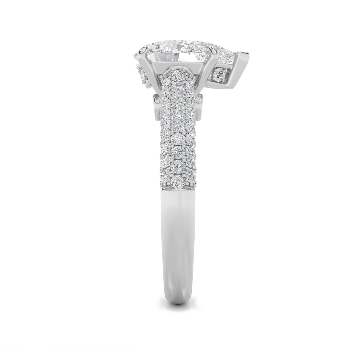 2.5CTW Pear Lab-Grown Diamond Prong Hidden Halo Accented Engagement Ring 71 Stones