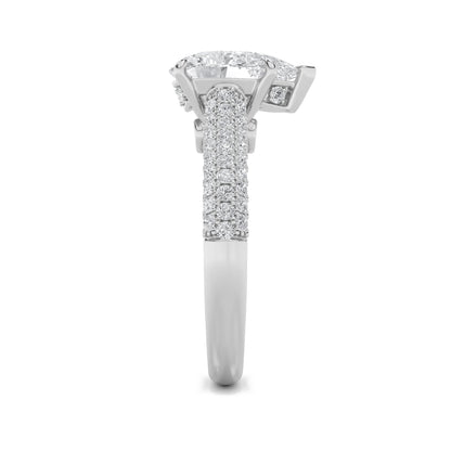 2.5CTW Pear Lab-Grown Diamond Prong Hidden Halo Accented Engagement Ring 71 Stones