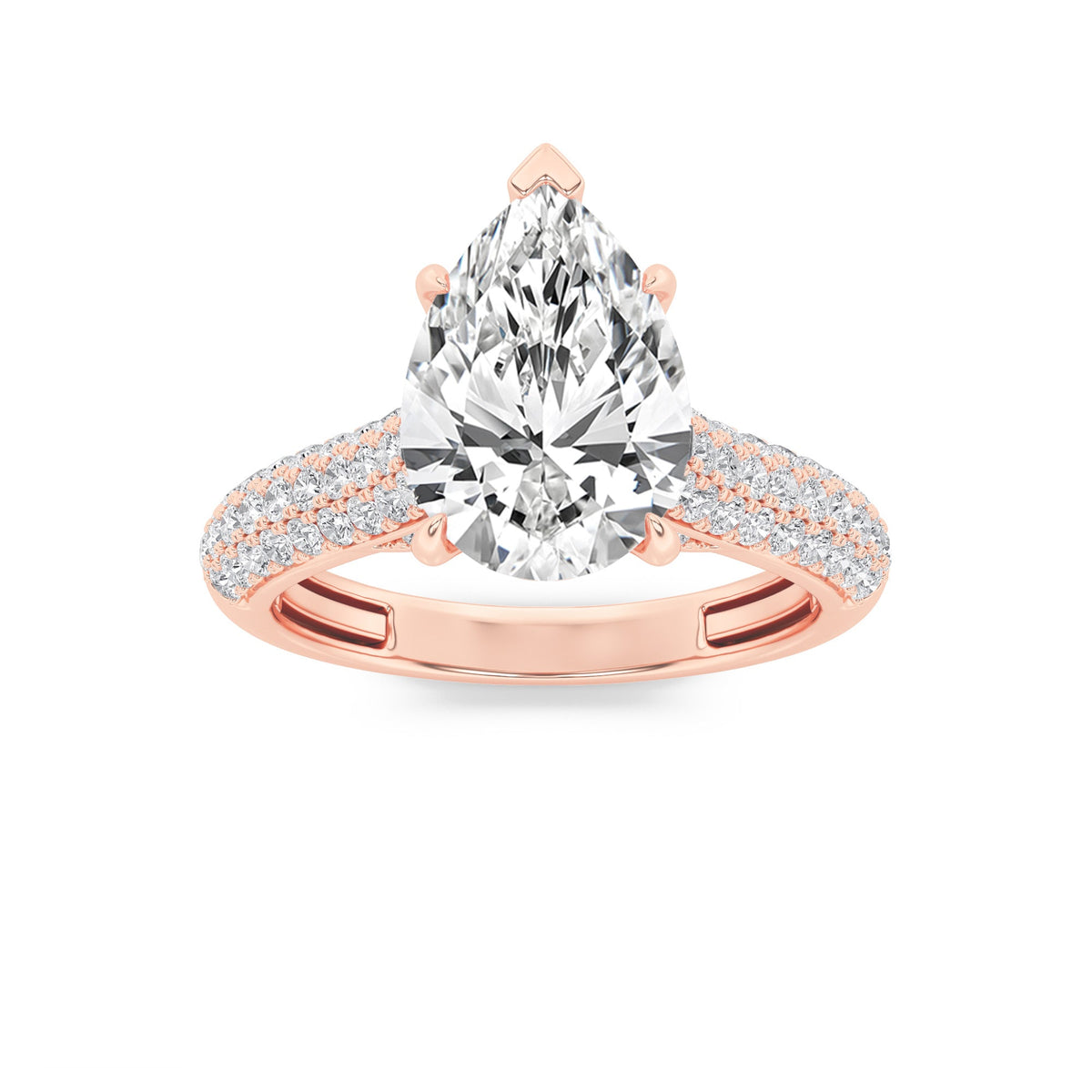 2.5CTW Pear Lab-Grown Diamond Prong Hidden Halo Accented Engagement Ring 71 Stones