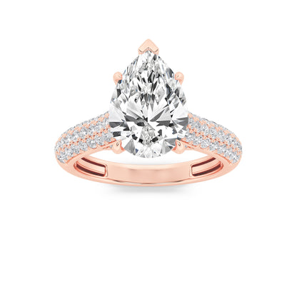 2.5CTW Pear Lab-Grown Diamond Prong Hidden Halo Accented Engagement Ring 71 Stones