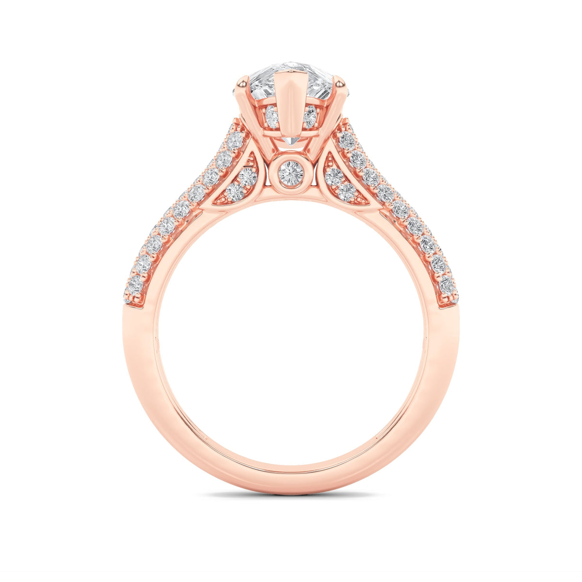 2.5CTW Pear Lab-Grown Diamond Prong Hidden Halo Accented Engagement Ring 71 Stones