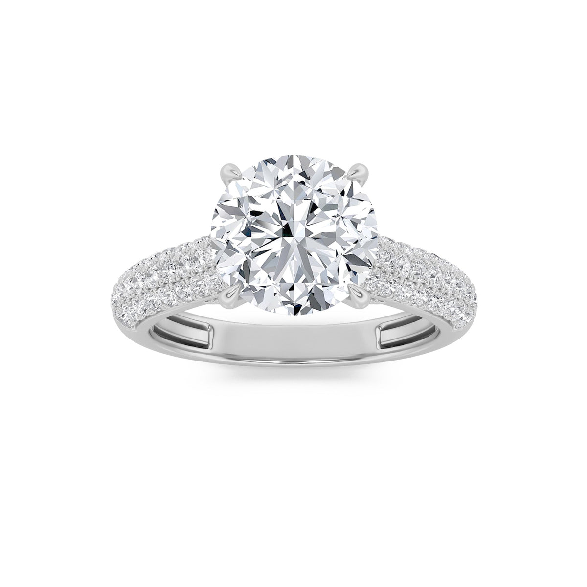 1.5CTW Round Lab-Grown Diamond Prong Hidden Halo Accented Engagement Ring 71 Stones