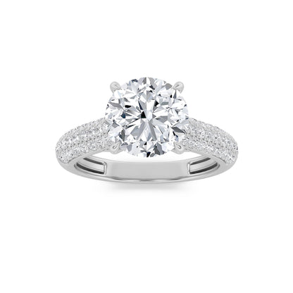 2.5CTW Round Lab-Grown Diamond Prong Hidden Halo Accented Engagement Ring 71 Stones