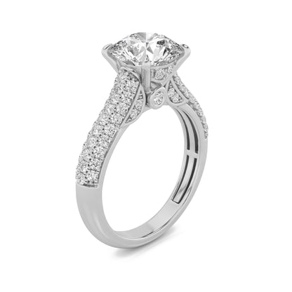 2.5CTW Round Lab-Grown Diamond Prong Hidden Halo Accented Engagement Ring 71 Stones
