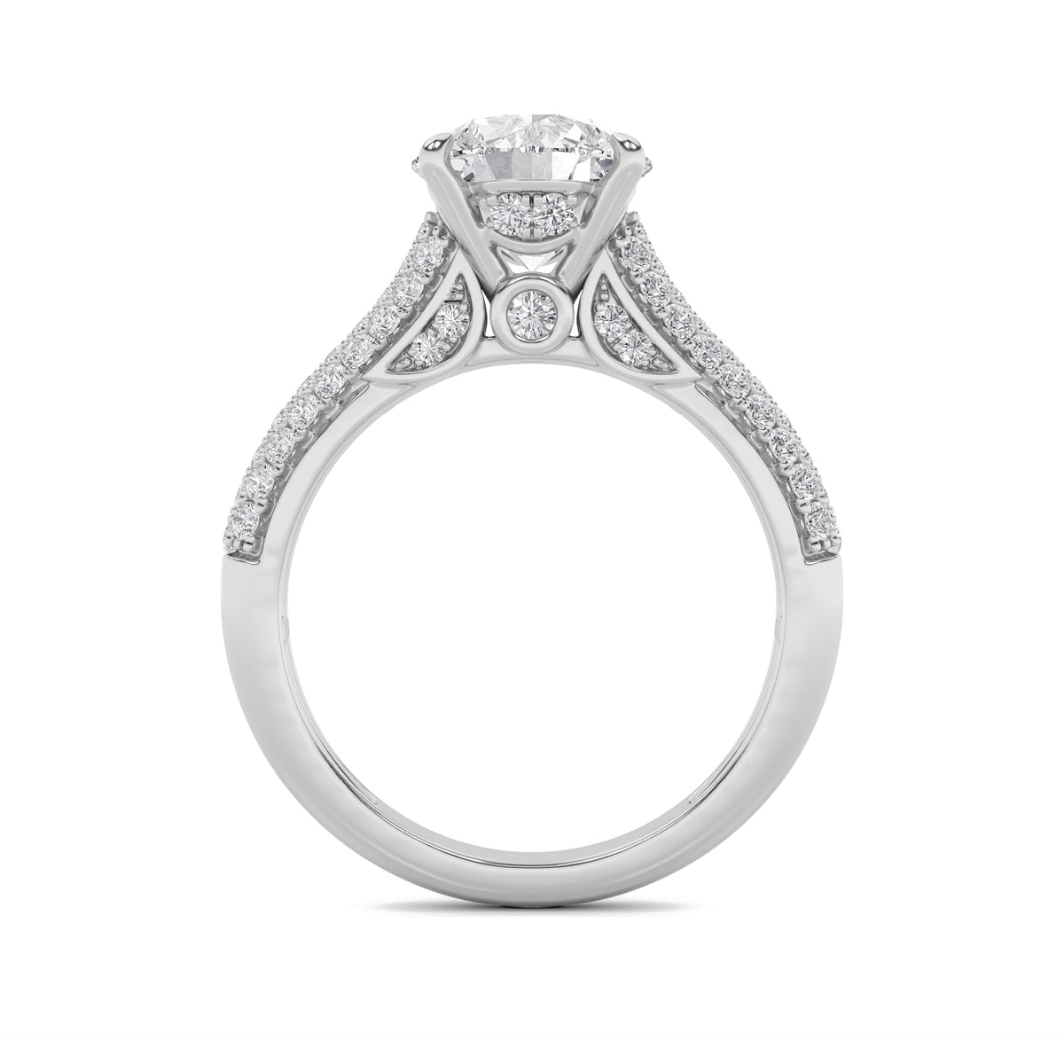 2.5CTW Round Lab-Grown Diamond Prong Hidden Halo Accented Engagement Ring 71 Stones