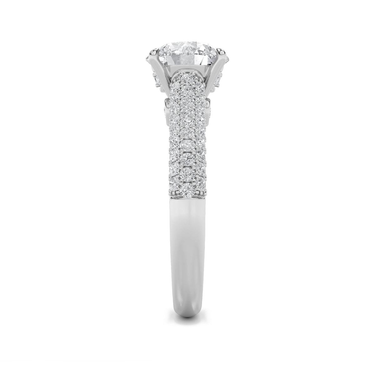 2.5CTW Round Lab-Grown Diamond Prong Hidden Halo Accented Engagement Ring 71 Stones