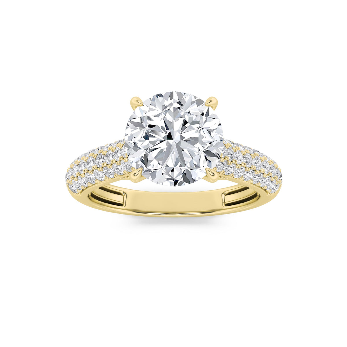 2.5CTW Round Lab-Grown Diamond Prong Hidden Halo Accented Engagement Ring 71 Stones