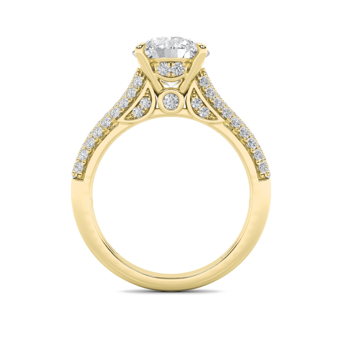 2.5CTW Round Lab-Grown Diamond Prong Hidden Halo Accented Engagement Ring 71 Stones