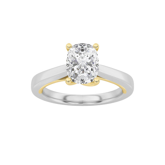 1CTW Elongated Cushion Lab-Grown Diamond Prong Two Tone Twisted Basket Cathedral Shank Solitaire Ring 1 Stone