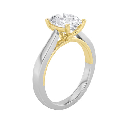 2CTW Oval Lab-Grown Diamond Prong Two Tone Twisted Basket Cathedral Shank Solitaire Ring 1 Stone