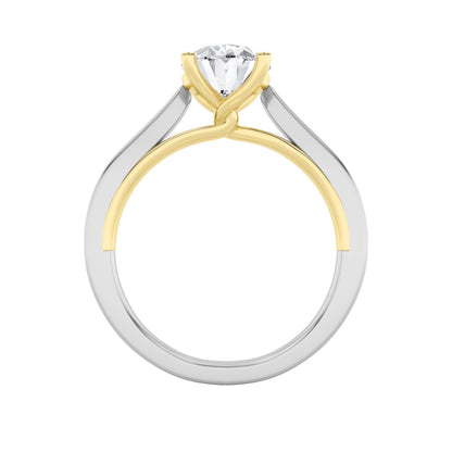 2CTW Oval Lab-Grown Diamond Prong Two Tone Twisted Basket Cathedral Shank Solitaire Ring 1 Stone
