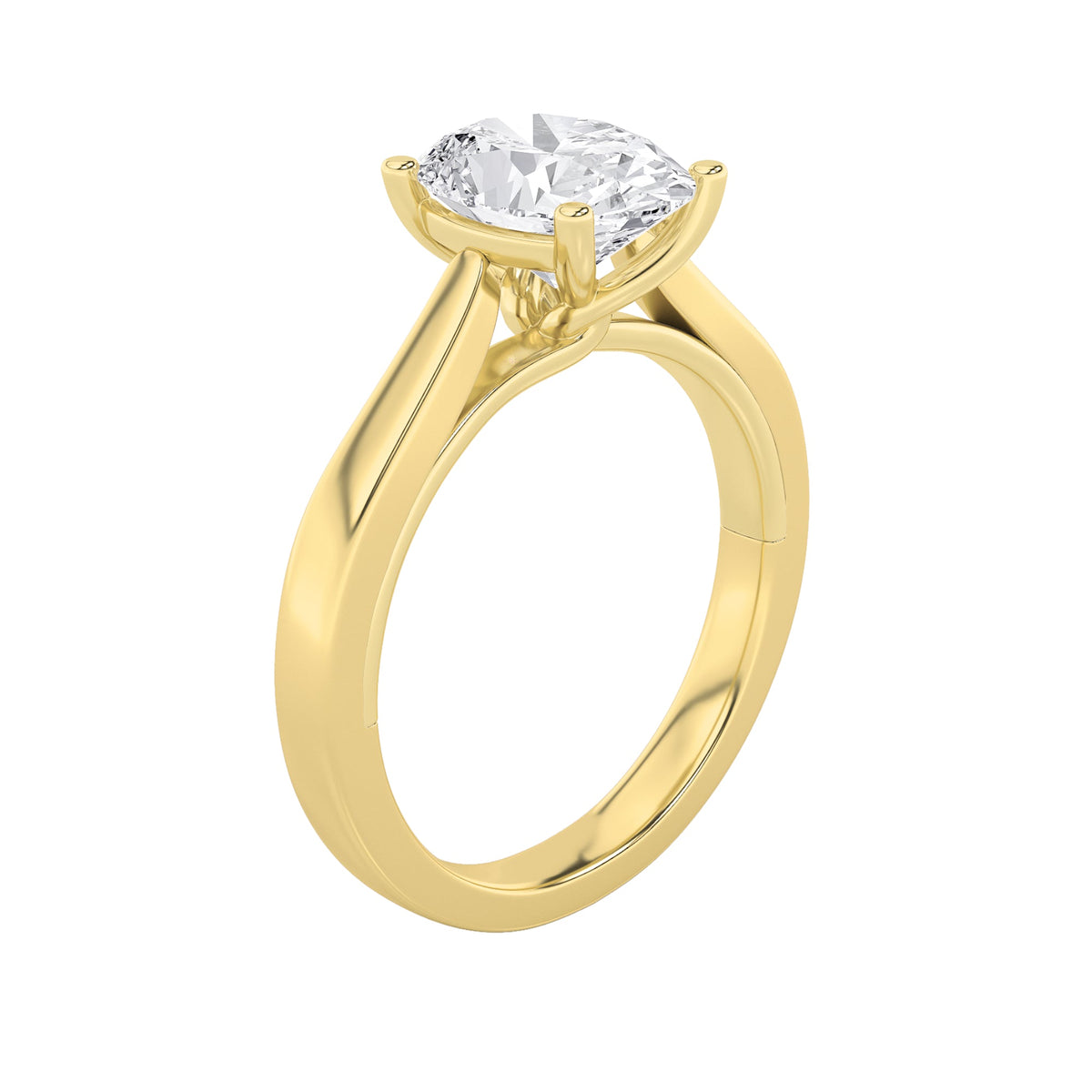 3CTW Oval Lab-Grown Diamond Prong Twisted Basket Cathedral Shank Solitaire Ring 1 Stone