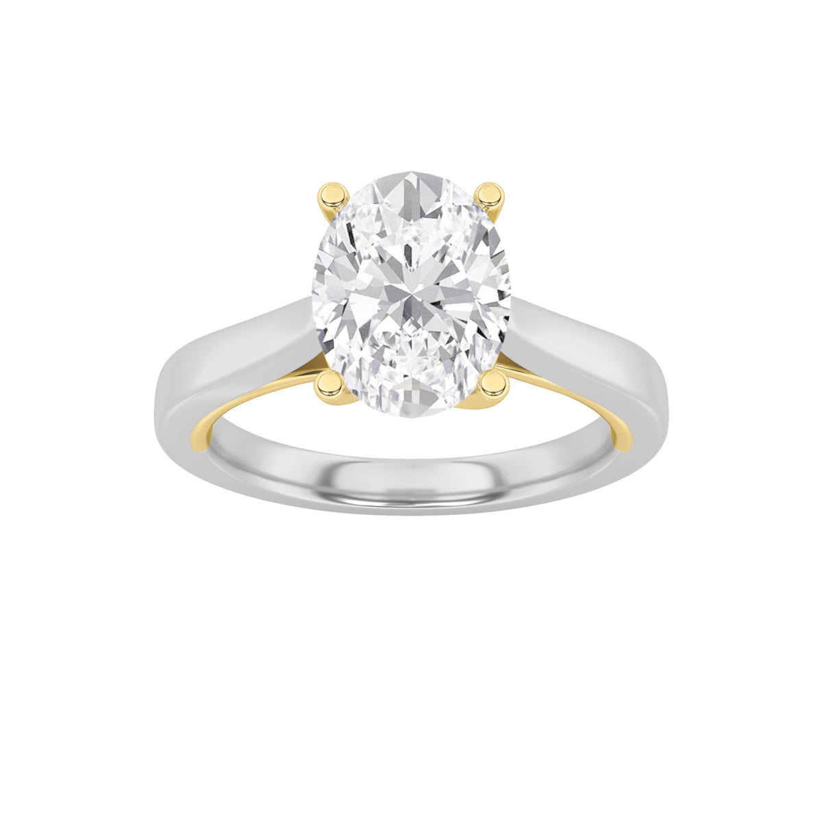 3CTW Oval Lab-Grown Diamond Prong Twisted Basket Cathedral Shank Solitaire Ring 1 Stone