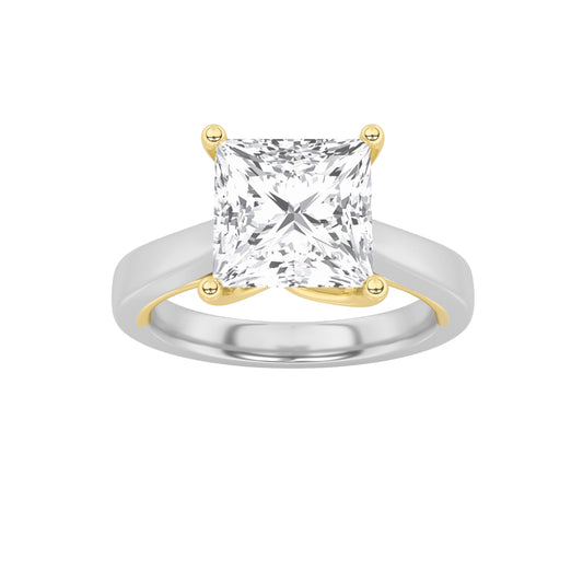 1CTW Princess Lab-Grown Diamond Prong Two Tone Twisted Basket Cathedral Shank Solitaire Ring 1 Stone