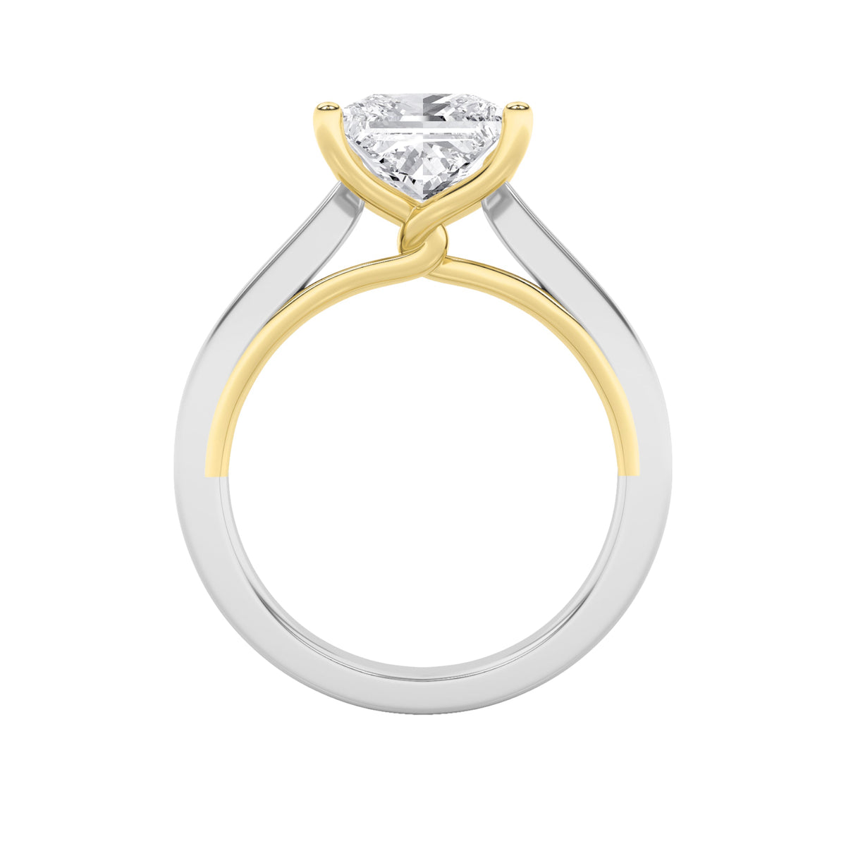 1CTW Princess Lab-Grown Diamond Prong Two Tone Twisted Basket Cathedral Shank Solitaire Ring 1 Stone