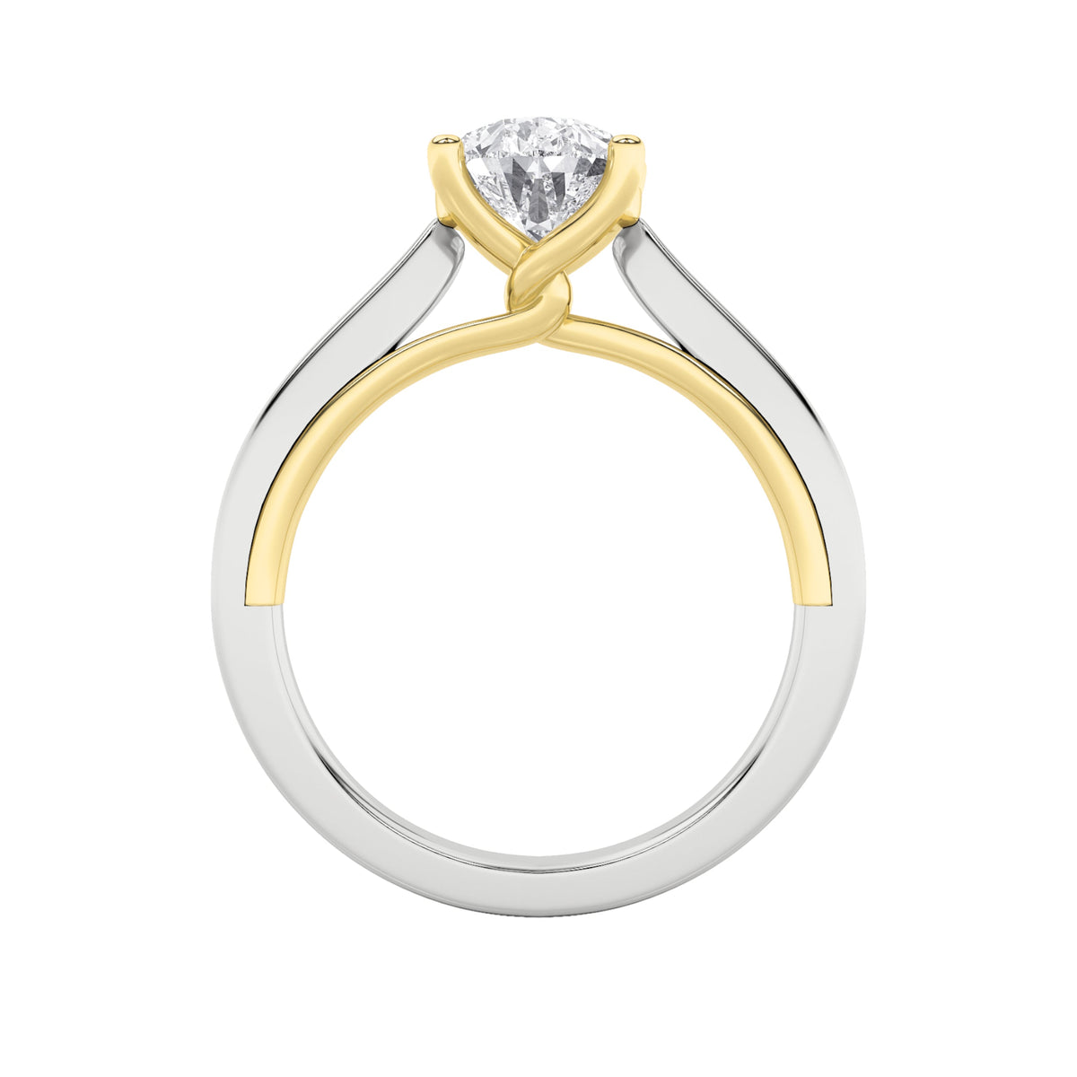 1CTW Pear Lab-Grown Diamond Prong Two Tone Twisted Basket Cathedral Shank Solitaire Ring 1 Stone