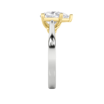 1CTW Pear Lab-Grown Diamond Prong Two Tone Twisted Basket Cathedral Shank Solitaire Ring 1 Stone