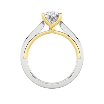 2CTW Pear Lab-Grown Diamond Prong Two Tone Twisted Basket Cathedral Shank Solitaire Ring 1 Stone