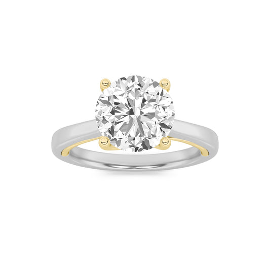 2CTW Round Lab-Grown Diamond Prong Two Tone Twisted Basket Cathedral Shank Solitaire Ring 1 Stone