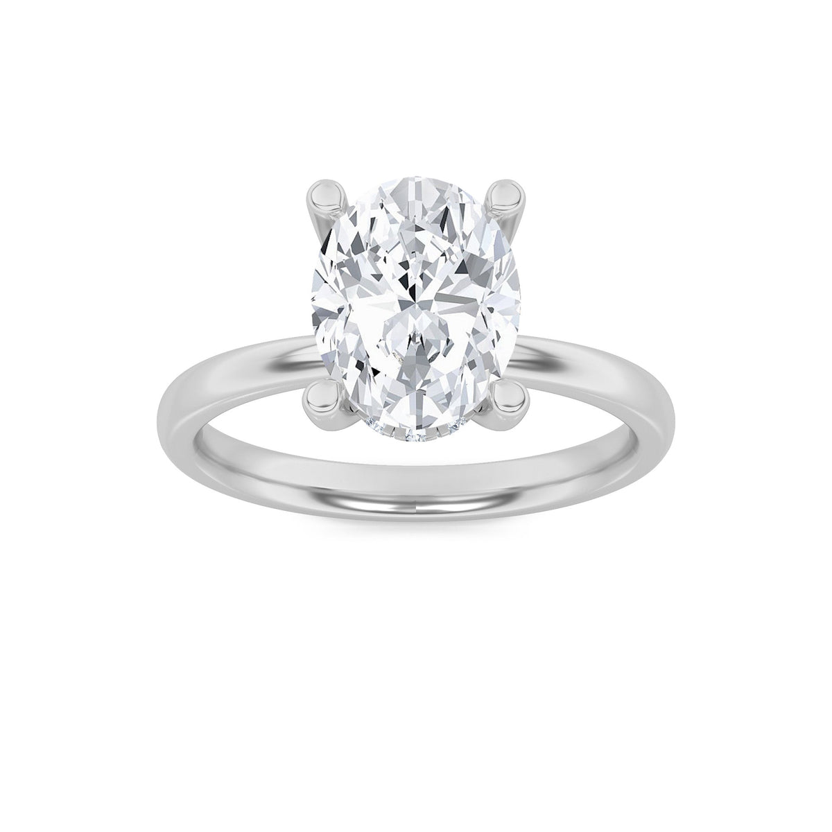 2CTW Oval Lab-Grown Diamond Prong Hidden Halo Petite Shank Ring 13 Stones 1.93ct Center