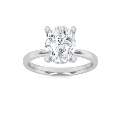 2CTW Oval Lab-Grown Diamond Prong Hidden Halo Petite Shank Ring 13 Stones 1.93ct Center