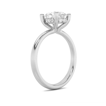 2CTW Oval Lab-Grown Diamond Prong Hidden Halo Petite Shank Ring 13 Stones 1.93ct Center