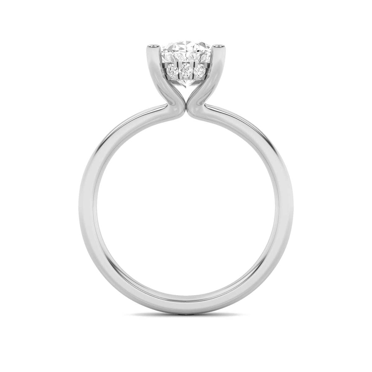 2CTW Oval Lab-Grown Diamond Prong Hidden Halo Petite Shank Ring 13 Stones 1.93ct Center