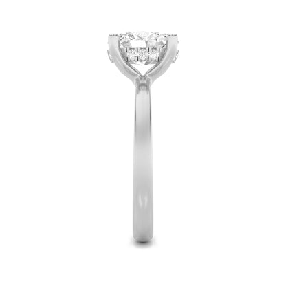 2CTW Oval Lab-Grown Diamond Prong Hidden Halo Petite Shank Ring 13 Stones 1.93ct Center
