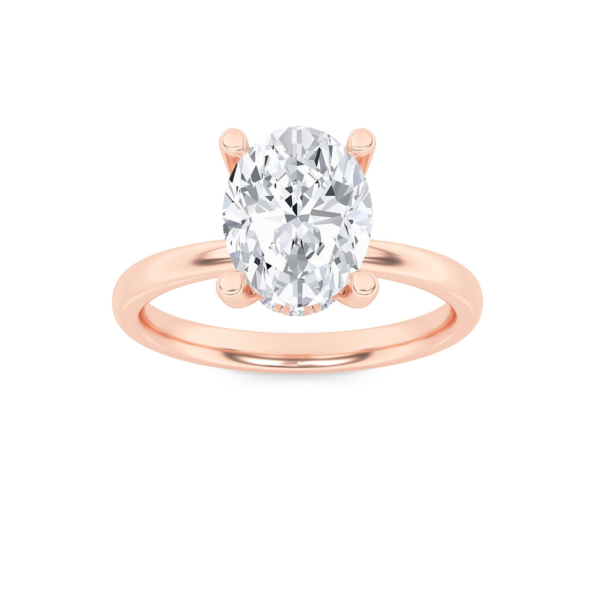 2CTW Oval Lab-Grown Diamond Prong Hidden Halo Petite Shank Ring 13 Stones 1.93ct Center