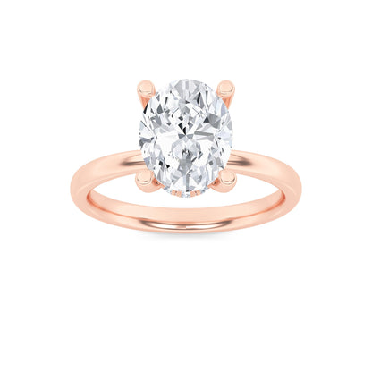 2CTW Oval Lab-Grown Diamond Prong Hidden Halo Petite Shank Ring 13 Stones 1.93ct Center