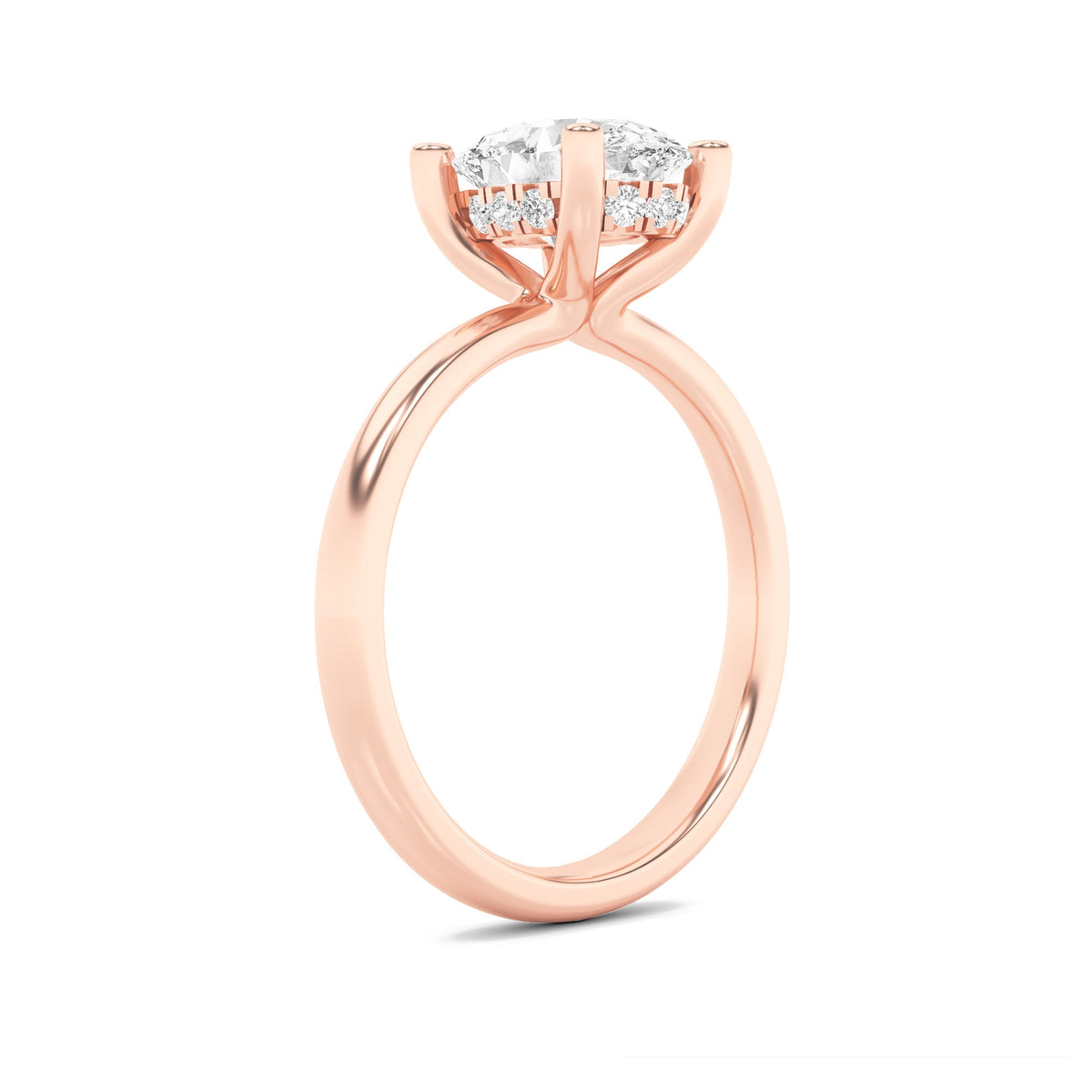 2CTW Oval Lab-Grown Diamond Prong Hidden Halo Petite Shank Ring 13 Stones 1.93ct Center