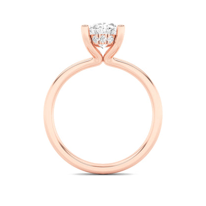 2CTW Oval Lab-Grown Diamond Prong Hidden Halo Petite Shank Ring 13 Stones 1.93ct Center