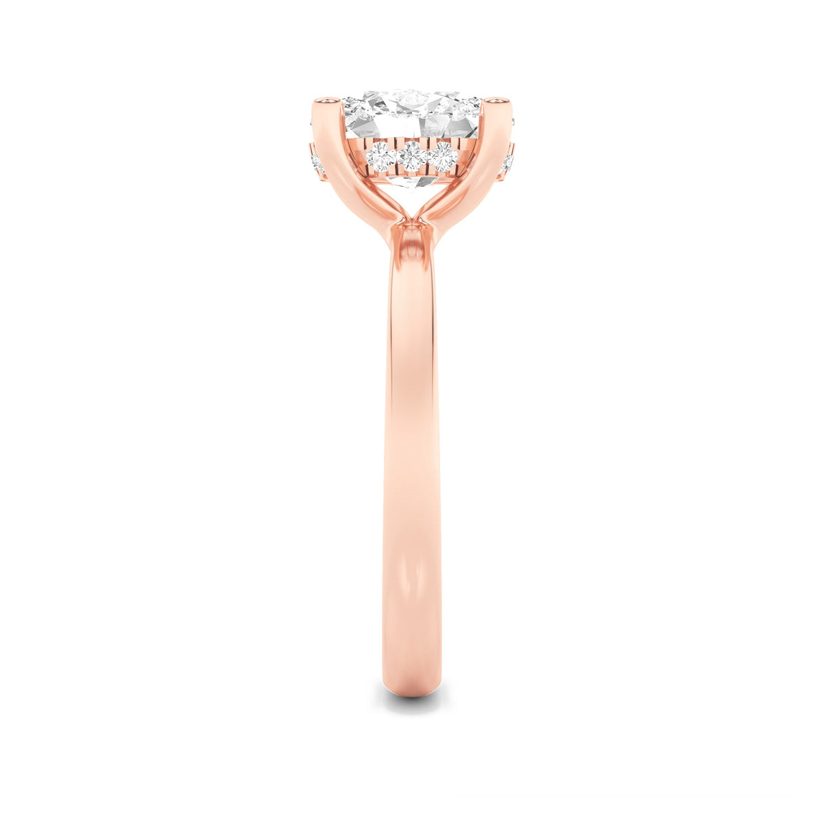 2CTW Oval Lab-Grown Diamond Prong Hidden Halo Petite Shank Ring 13 Stones 1.93ct Center
