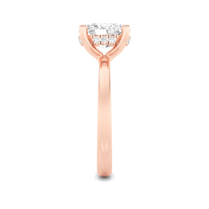 2CTW Oval Lab-Grown Diamond Prong Hidden Halo Petite Shank Ring 13 Stones 1.93ct Center